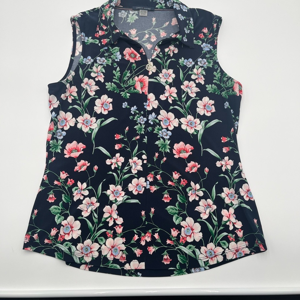 Tommy Hilfiger Floral Sleeveless Blouse - Black and Pink